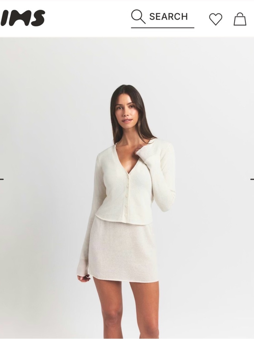 SKIMS Cream V-Neck Button Cardigan